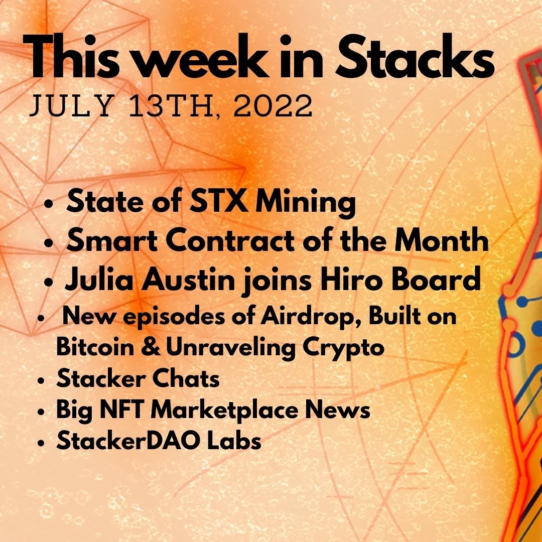E73: Weekly Update: STX Mining, DLC.Link, NFT Marketplace News, New Hiro Board Member Image